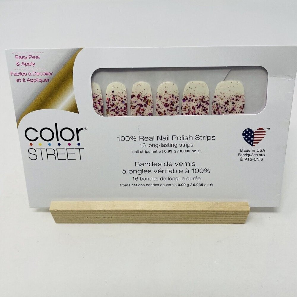 Color Street 100% Real Nail Polish Strips Cannes Fetti Red Glitter 16 Pieces